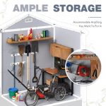Garden Shed Storage House Garden Tool Sheds with Lockable Door for Patio Backyard Lawn Pool 6X4 FT Plastic Resin Shed with Floor