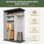 Outdoor Resin Storage Shed, Metal Shelf Kit and Floor, Vertically Waterproof, Used for Garden Tool Garage Storage Shed