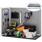 Storage Shed Resin, 41 Cu.Ft Small Outdoor Shed with 3 Doors & Floor, 306GAL Deck Box Waterproof Plastic Tool Storage Sheds