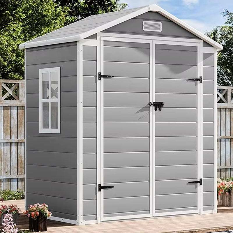 Outdoor Resin Storage Shed 5X4 FT Sheds Kit with Floor Window Lockable Door Included, Waterproof outside Plastic Sheds