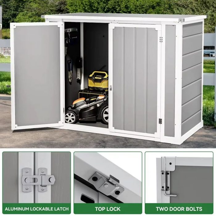 306GAL Outdoor Storage Box, 1170L Patio Deck Box and Resin Shed, Waterproof Storage Cabinet for Tool Garbage Cans, 3 Doors