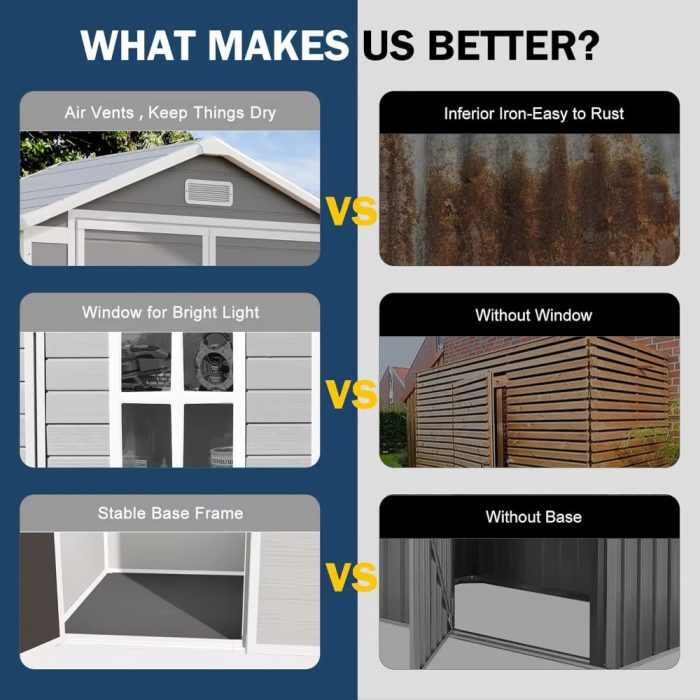 Outdoor Resin Storage Shed 5X4 FT Sheds Kit with Floor Window Lockable Door Included, Waterproof outside Plastic Sheds