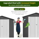 8X12 FT Outdoor Storage Shed, Metal Garden Tool Shed with Updated Frame Structure, Lockable Doors and Windows, Ideal for Backyar