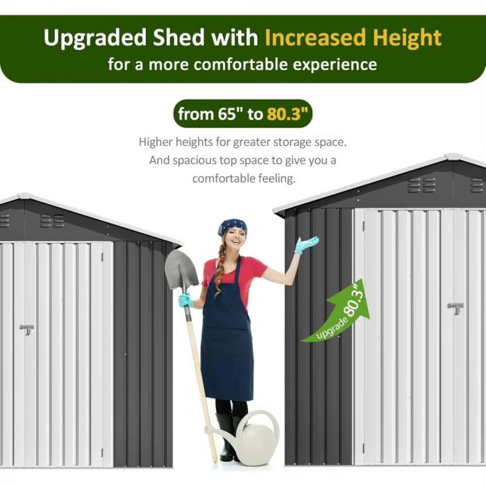 8X12 FT Outdoor Storage Shed, Metal Garden Tool Shed with Updated Frame Structure, Lockable Doors and Windows, Ideal for Backyar