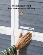 63" Outdoor Wood Storage Cabinet with Double Doors & Slanted Roof, Weatherproof Garden Tool Shed for Patio, Lawn or Backyard