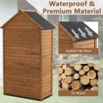 Outdoor Storage Cabinet, Garden Wood Tool Shed, outside Wooden Shed Closet with Shelves and Latch for Yard