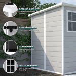 6X6 FT Resin Storage Shed, Waterproof Plastic Storage Shed with Floor & Window, All Weather outside Tool Storage Cabinet With