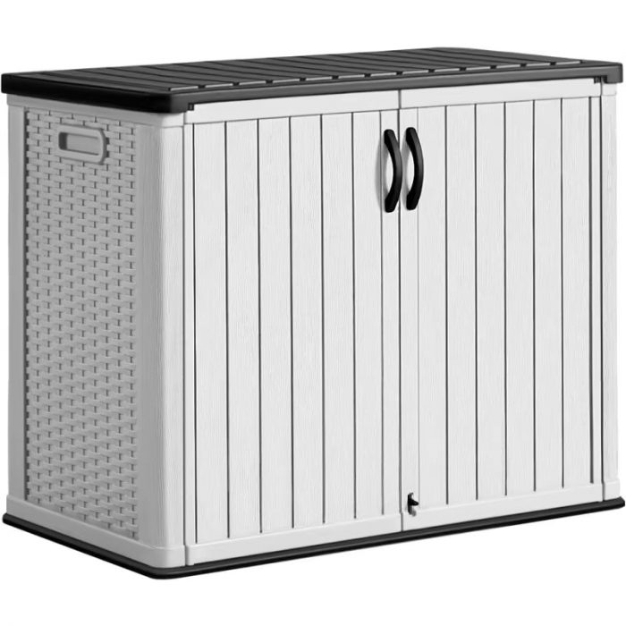 Outdoor Horizontal Storage Sheds 27 Cu.Ft Resin Large Storaged Box Weather Resistance, without Shelf, Easy to Assemble