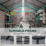 8 X 6 FT Resin Outdoor Storage Shed with Floor, Outdoor Storage Tool Shed with Windows and Lockable Door, Resin Garden Shed