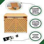 Outdoor Wooden Trash Bin and Recycling Storage Shed Durable Garden Waste Solution with Double Doors and Locking Latch