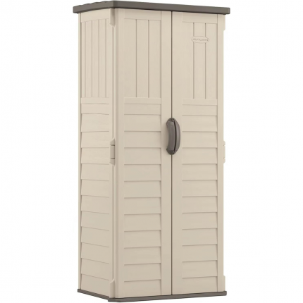 Tall Vertical Outdoor Storage Shed with Reinforced Floor & Lockable Double Doors - All-Weather