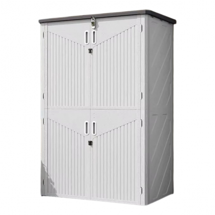 Versatile 4-Door Resin Outdoor Storage Shed with Shelves & Floor - Ultimate Garden & Garage Organization