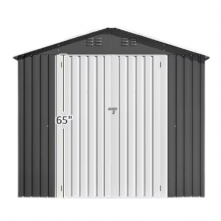 Spacious 8x12 FT Metal Outdoor Storage Shed with Reinforced Frame, Lockable Doors & Windows - Easy Assembly