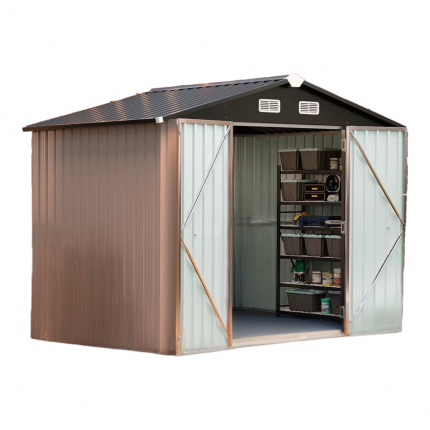 Spacious 6x8 Ft Metal Outdoor Storage Shed with Floor, Lockable Door & Vents - All-Weather Garden & Backyard Organizer