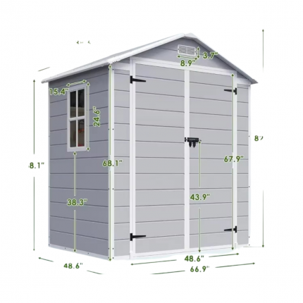 All-Weather 6x4 FT Lockable Resin Garden Shed with Floor - Durable Outdoor Storage Solution
