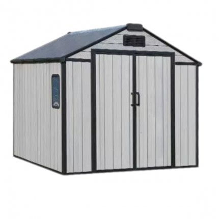 Spacious 8x6 FT Resin Outdoor Storage Shed with Floor, Windows & Lockable Door - Easy Assembly, All-Weather