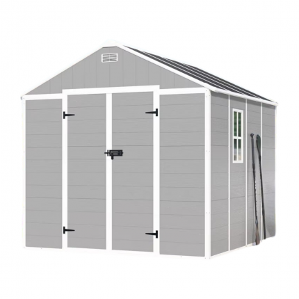 Spacious 8x8 FT Weatherproof Resin Outdoor Storage Shed with Floor, Window & Lockable Doors