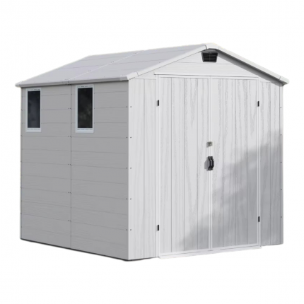 Spacious 6x8 FT All-Weather Plastic Outdoor Storage Shed with Floor, Windows & Lockable Door