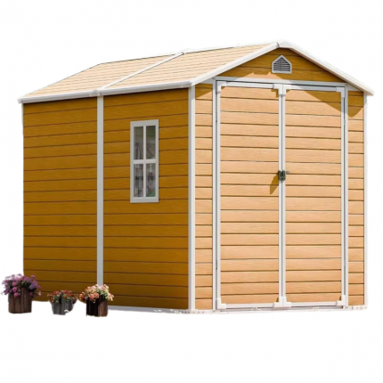 Wood-Look Resin Outdoor Storage Shed with Included Floor - Waterproof & Durable