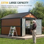 10X12 Ft Outdoor Storage Shed, Extra Large Metal Shed with Lockable Doors, 2 Windows, outside Steel Tiny House Ideal