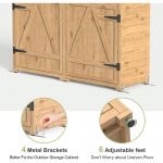 Outdoor Storage Cabinet with Waterproof Roof, Double Lockable Doors Garden Shed with 2 Removable Shelves, Wooden Storage Shed