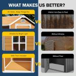 Outdoor Resin Storage Shed with Floor Inlcuded Wood Color Plastic Sheds for Garden Backyard Patio Lawn Tools Waterproof House