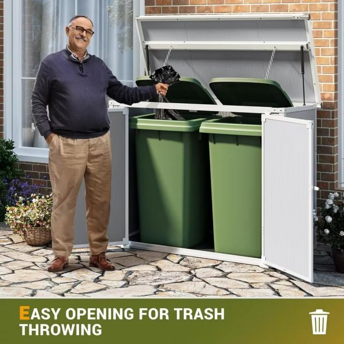 41 Cu.Ft Horizontal Storage Shed Outdoor, Weatherproof Resin Storage Shed with Floor Thickened, Gas Spring, Lockable Doors
