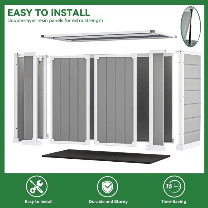 306GAL Outdoor Storage Box, 1170L Patio Deck Box and Resin Shed, Waterproof Storage Cabinet for Tool Garbage Cans, 3 Doors